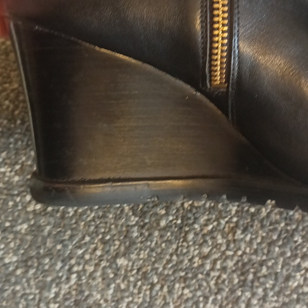 Michael Kors black leather women's booties boot wedge heel size 8.5 - Picture 7 of 11